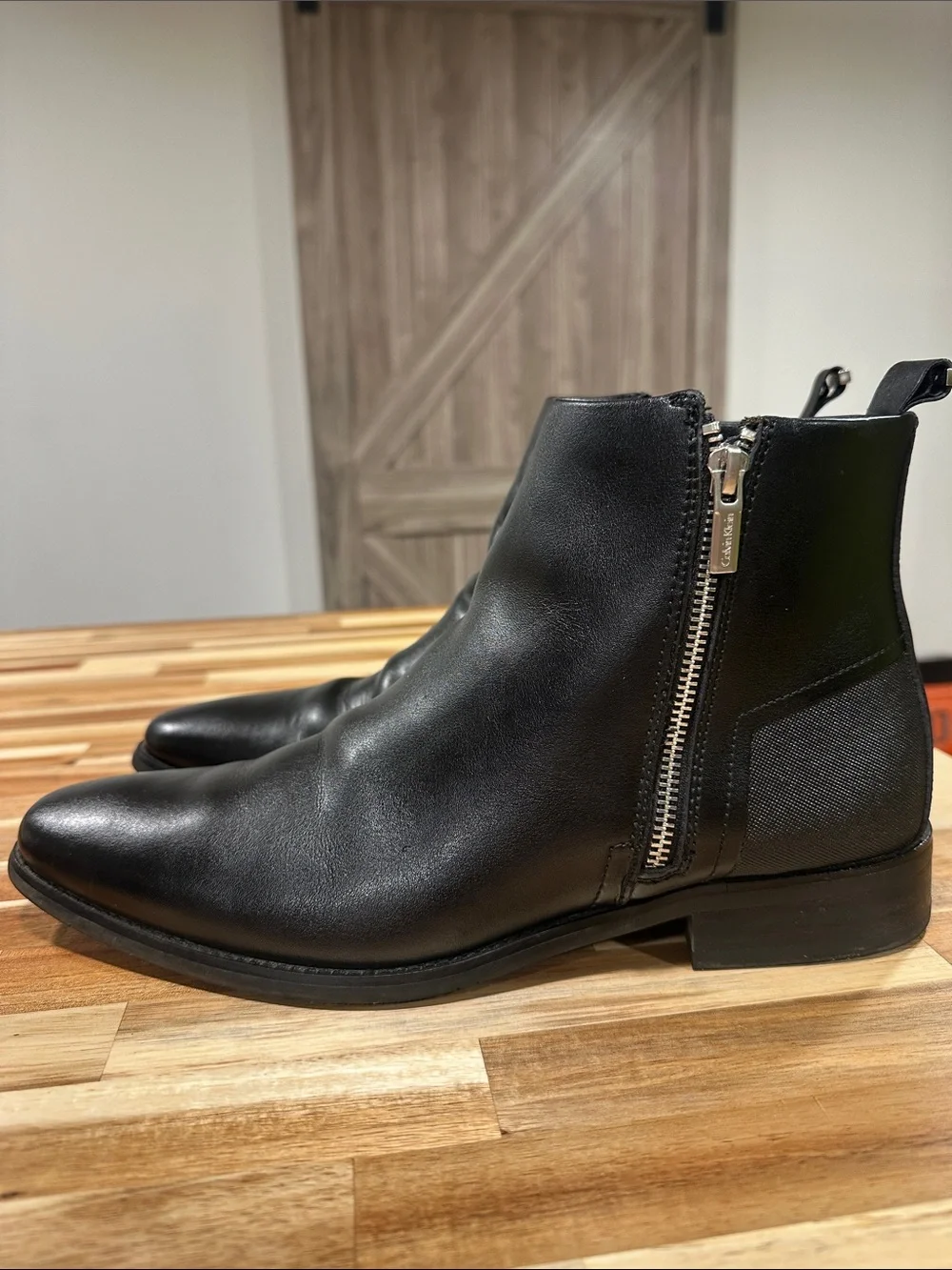 Calvin Klein Raxton Black Leather Men's Side-Zip Boots 461